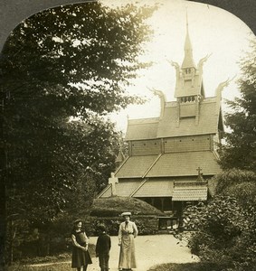 Norway Bergen Stave Church Fantoft Stavkirke Old Stereoview Photo Kelley 1910