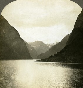 Norway Fjords Panorama Light and Shade Old Stereoview Photo William Rau 1903