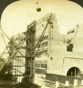 Panama Canal Construction Gatun Locks and Dam Old Stereoview Photo Kelley 1911