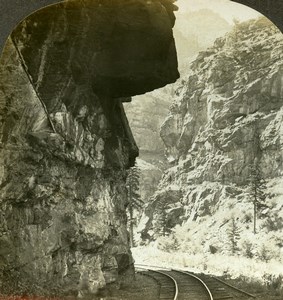 USA Colorado Clear Creek Canyon Hanging Rock Old Stereoview Photo Kelley 1906