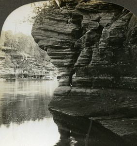 USA Eagle Point Dells of the Wisconsin river Old Stereoview Photo Kelley 1904