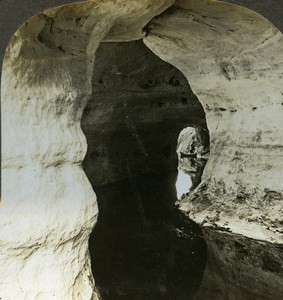 USA Dark Waters Cave Wisconsin Dells Canyon Old Stereoview Photo Kelley 1904
