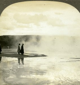 USA Yellowstone National Park Prismatic Lake Old Stereoview Photo Kelley 1906