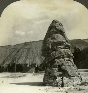 Yellowstone Liberty Cap Mammoth Hot Springs Hotel Stereoview Photo Kelley 1906