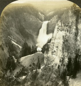 USA Yellowstone Park Great Falls Grand Canyon Old Stereoview Photo Kelley 1906