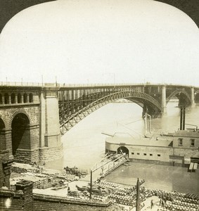 Saint Louis Eads Bridge Mississippi River Old Stereoview Photo William Rau 1904