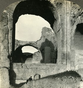 Italy Roma Rome Baths of Caracalla Terme Old Stereoview Photo Kelley 1900