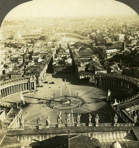 Italy Roma panorama from St Peter's Cathedral Old Stereoview Photo Kelley 1900