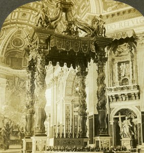 Italy Rome St Peter Cathedral Altar Old Stereoview Photo Kelley 1900