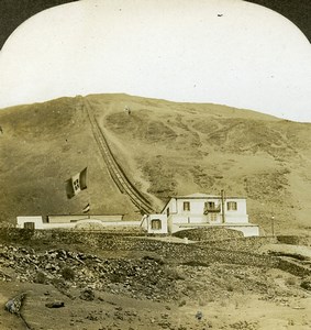 Italy Napoli Funicular Railway Vesuvius Volcano Old Stereoview Photo Kelley 1900