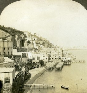 Italy Napoli Panorama of the Bay of Naples Old Stereoview Photo Kelley 1900