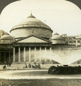 Italy Naples Napoli Church San Francisco Fountain Stereoview Photo Kelley 1900