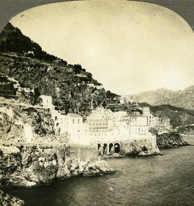 Italy Atrani Road from Amalfi to Salivas Old Stereoview Photo Kelley 1900