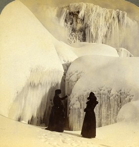 Niagara Falls Crystal Grotto Ice Winter Scene Stereoview Photo Underwood 1902