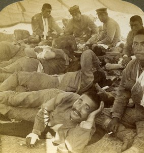 China Port Arthur Russian Japanese War Wounded Stereoview Photo Underwood 1904