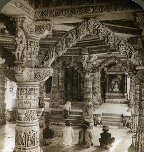 India Mount Abu Dilwara Temple Vimal Vasahi Old Stereoview Photo Underwood 1902