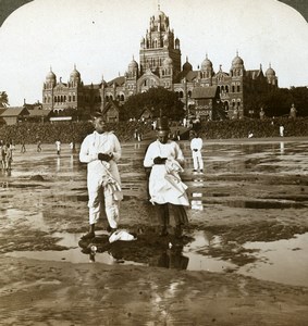 India Mumbai Parsis Worshipping New Moon Old Stereoview Photo Underwood 1903