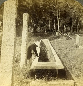 Ceylon Anuradhapura Stone Canoe Rice for Priests Stereoview Photo Underwood 1907