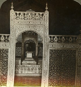 India Agra Taj Mahal Imperial Sarcophagus Old Stereoview Photo Underwood 1903