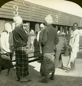 Burma Railway Station Third Class Train Carriage Stereoview Photo HC White 1907