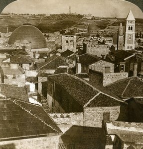 Palestine Israel Jerusalem & Mount of Olives Old Stereoview Photo Underwood 1902