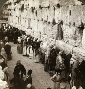 Palestine Jerusalem Wailing Wall Solomon Temple Stereoview Photo Underwood 1897