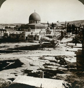 Palestine Jerusalem Dome of the Rock Old Stereoview Photo Underwood 1900