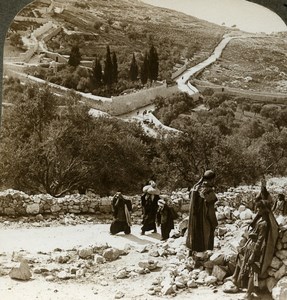 Palestine Jerusalem Road to Bethany Old Stereoview Photo Underwood 1900