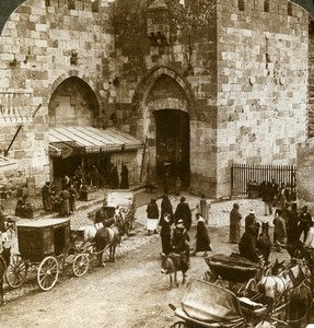 Palestine Jerusalem Jaffa Gate Old Stereoview Photo Underwood 1896