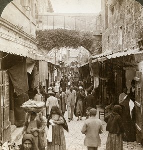 Palestine Jerusalem Christian Bazaar District Stereoview Photo Underwood 1900