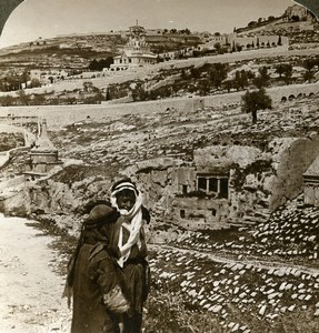 Palestine Jerusalem Tombs of Prophets Kedron Old Stereoview Photo Underwood 1903