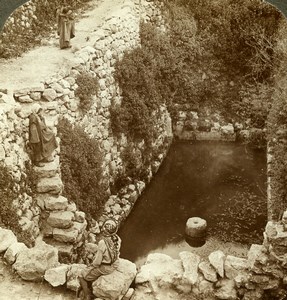 Palestine Jerusalem Pool of Siloam Old Stereoview Photo Underwood 1900