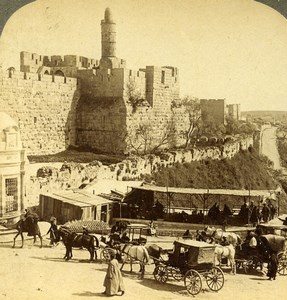 Palestine Jerusalem City Walls Tower of David Stereoview Photo Underwood 1904