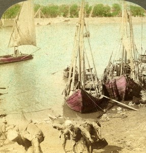 Egypt Boats along the Nile Old Stereoview Photo Underwood 1896