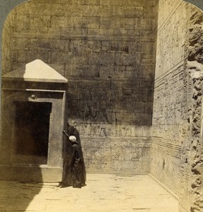 Egypt Nile Temple of Edfu Architecture Old Stereoview Photo Underwood 1904