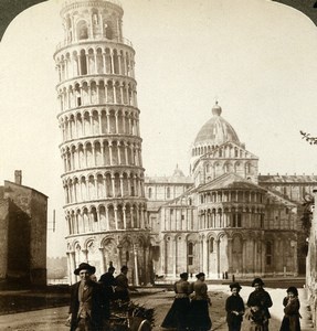 Italy Pisa Leaning Tower Cathedral Old Stereoview Photo Underwood 1900