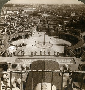 Italy Roma Vatican Panorama Old Stereoview Photo Underwood 1900