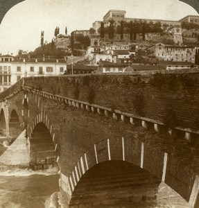 Italy Verona Ponte Pietra San Pietro Castle Old Stereoview Photo Underwood 1900