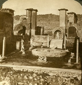 Italy Pompeii House of Marcus Lucretius Old Stereoview Photo Underwood 1900