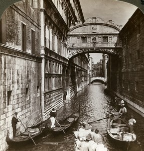 Italy Venezia Venice Bridge of Sighs Old Stereoview Photo Underwood 1900