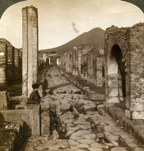 Italy Pompeii Street of Stabia Old Stereoview Photo Underwood 1900