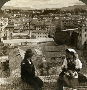 Italy Roma Panorama Old Stereoview Photo Underwood 1900