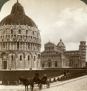 Italy Pisa Baptistery Cathedral Campanile Old Stereoview Photo Underwood 1900