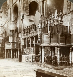 Italy Venice Venezia Basilica San Marco interior Stereoview Photo Underwood 1900