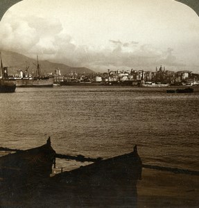 Italy Genoa Genova Panorama Harbour Old Stereoview Photo Underwood 1900