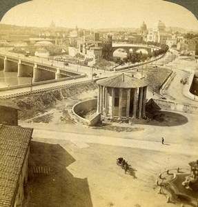 Italy Roma Rome Panorama Ancient Tiber Old Stereoview Photo Underwood 1900