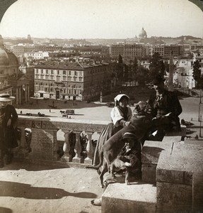 Italy Roma Rome viewed from Monte Pincio Old Stereoview Photo Underwood 1900