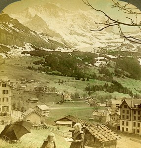 Switzerland Wengen Jungfrau Panorama Mountains Stereoview Photo Underwood 1904