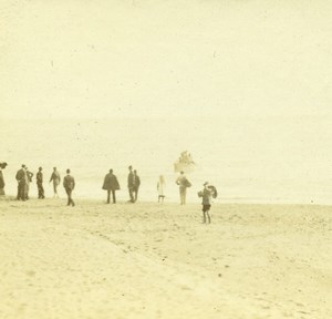 France French Riviera Beach Scene Old Amateur Stereoview Photo Pourtoy 1900