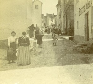 France French Riviera Street Scene Bar Old Amateur Stereoview Photo Pourtoy 1900